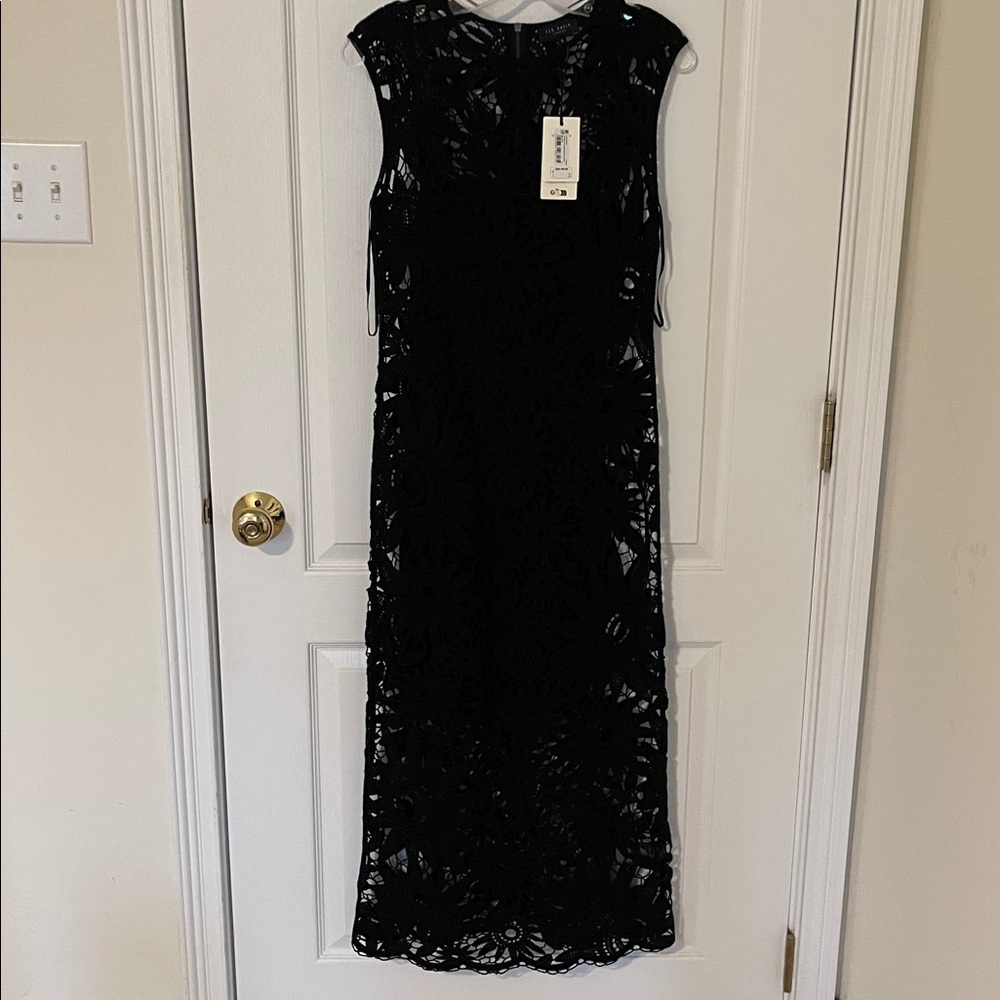 Ted Baker Black Crochet Lace Sleeveless Dress - Picture 3 of 6